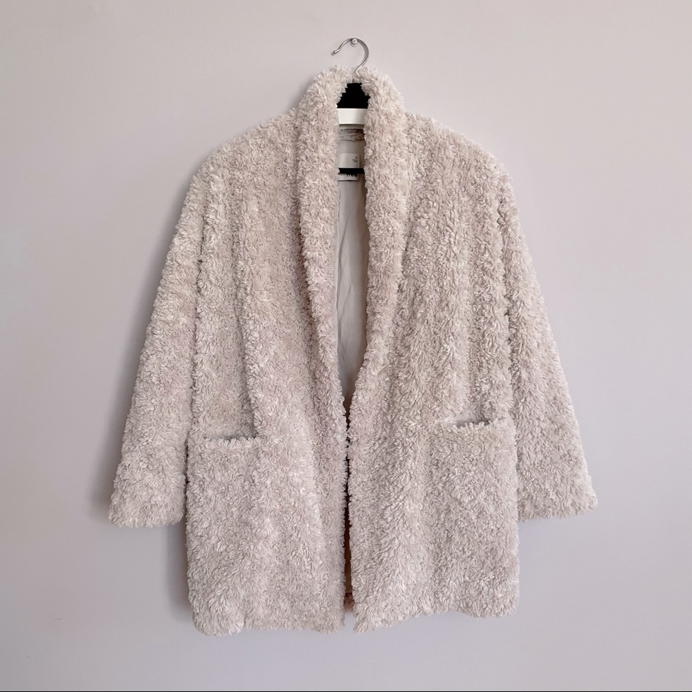 ARITZIA Wilfred Free Plush Jacket, Bone, Size XS
